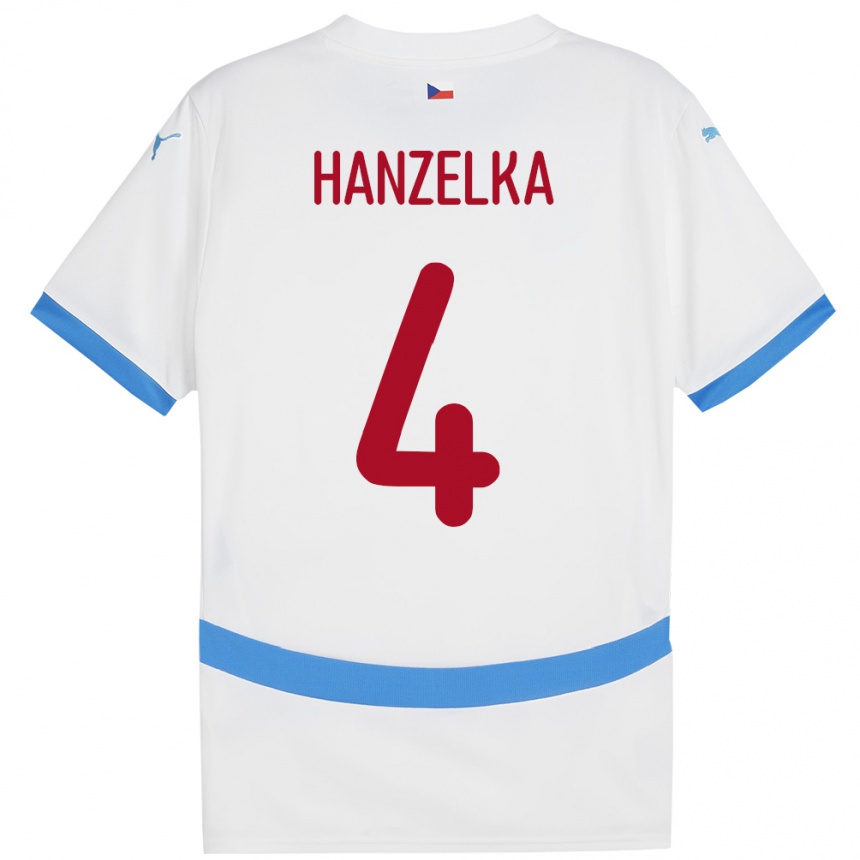 Kids Football Czech Republic Denis Hanzelka #4 White Away Jersey 24-26 T-Shirt