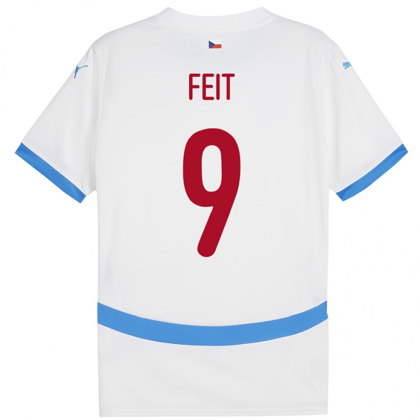 Kids Football Czech Republic Jan Feit #9 White Away Jersey 24-26 T-Shirt