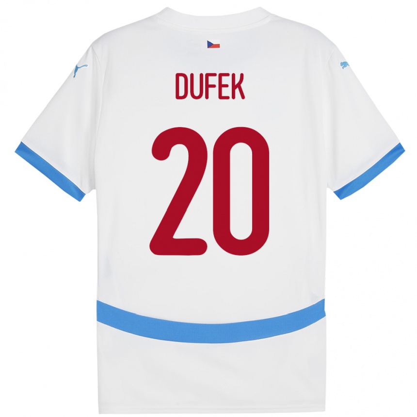 Kids Football Czech Republic Jakub Dufek #20 White Away Jersey 24-26 T-Shirt