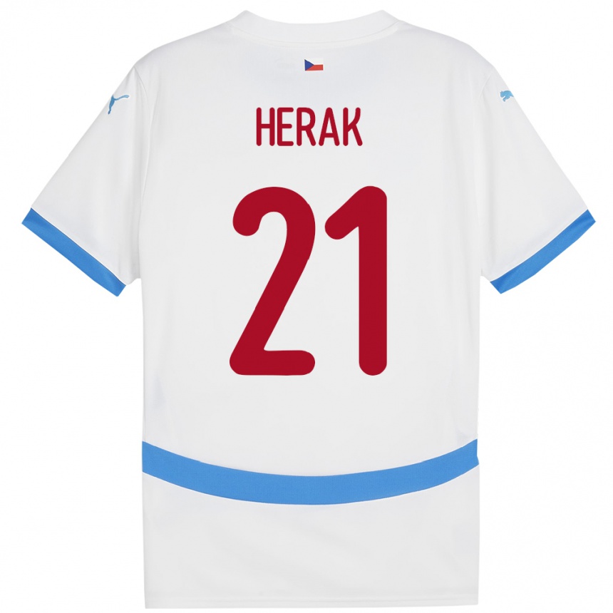 Kids Football Czech Republic Frantisek Herak #21 White Away Jersey 24-26 T-Shirt