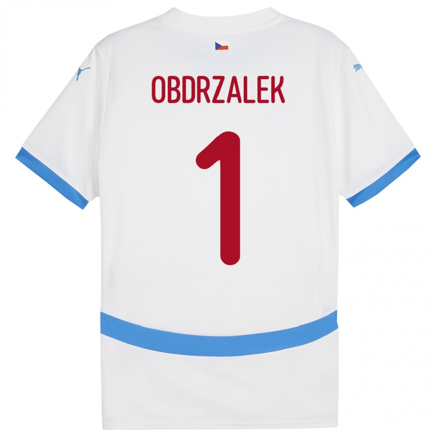 Kids Football Czech Republic Marek Obdrzalek #1 White Away Jersey 24-26 T-Shirt