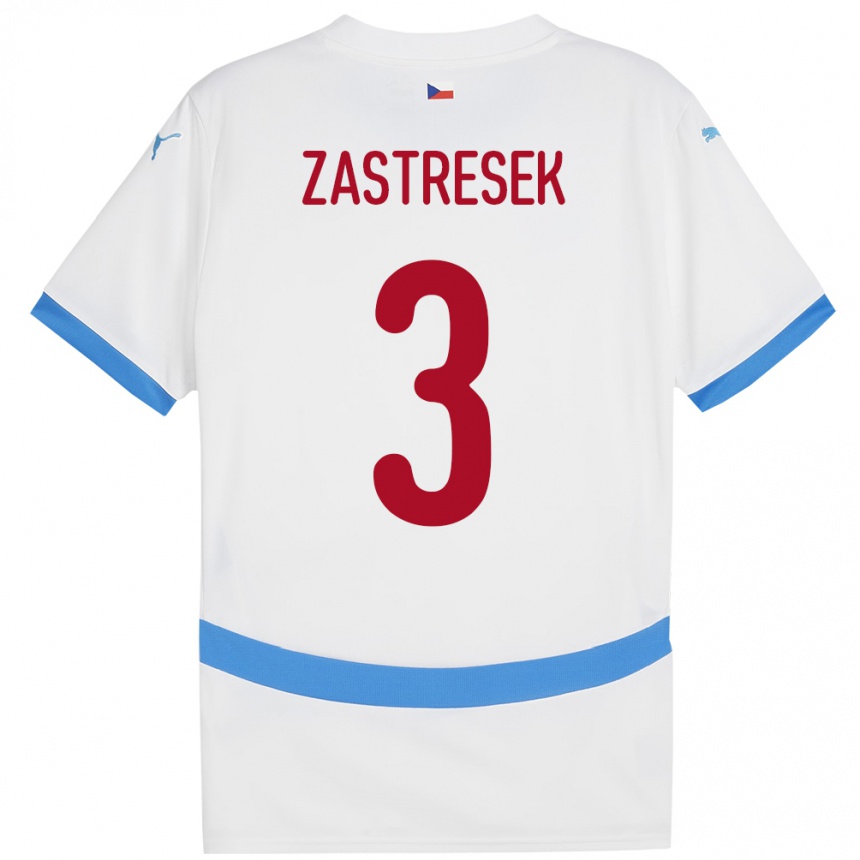 Kids Football Czech Republic Matous Zastresek #3 White Away Jersey 24-26 T-Shirt