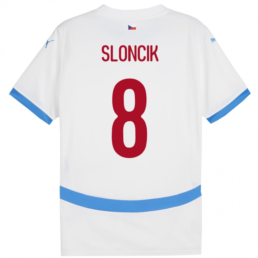 Kids Football Czech Republic Simon Sloncik #8 White Away Jersey 24-26 T-Shirt