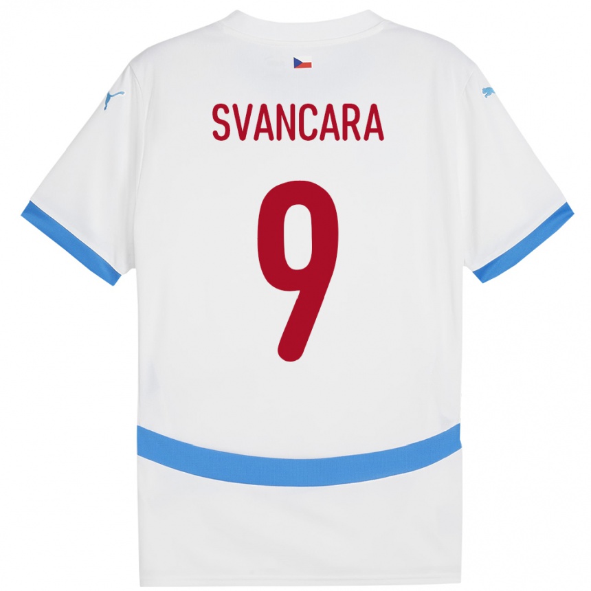 Kids Football Czech Republic Daniel Svancara #9 White Away Jersey 24-26 T-Shirt