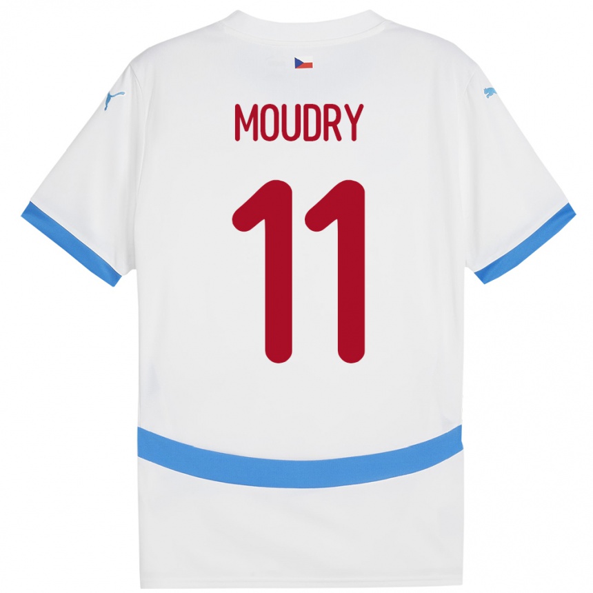 Kids Football Czech Republic Lukas Moudry #11 White Away Jersey 24-26 T-Shirt