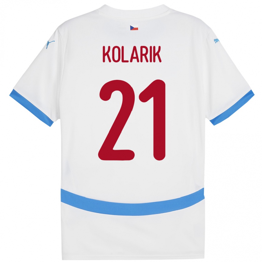 Kids Football Czech Republic Josef Kolarik #21 White Away Jersey 24-26 T-Shirt