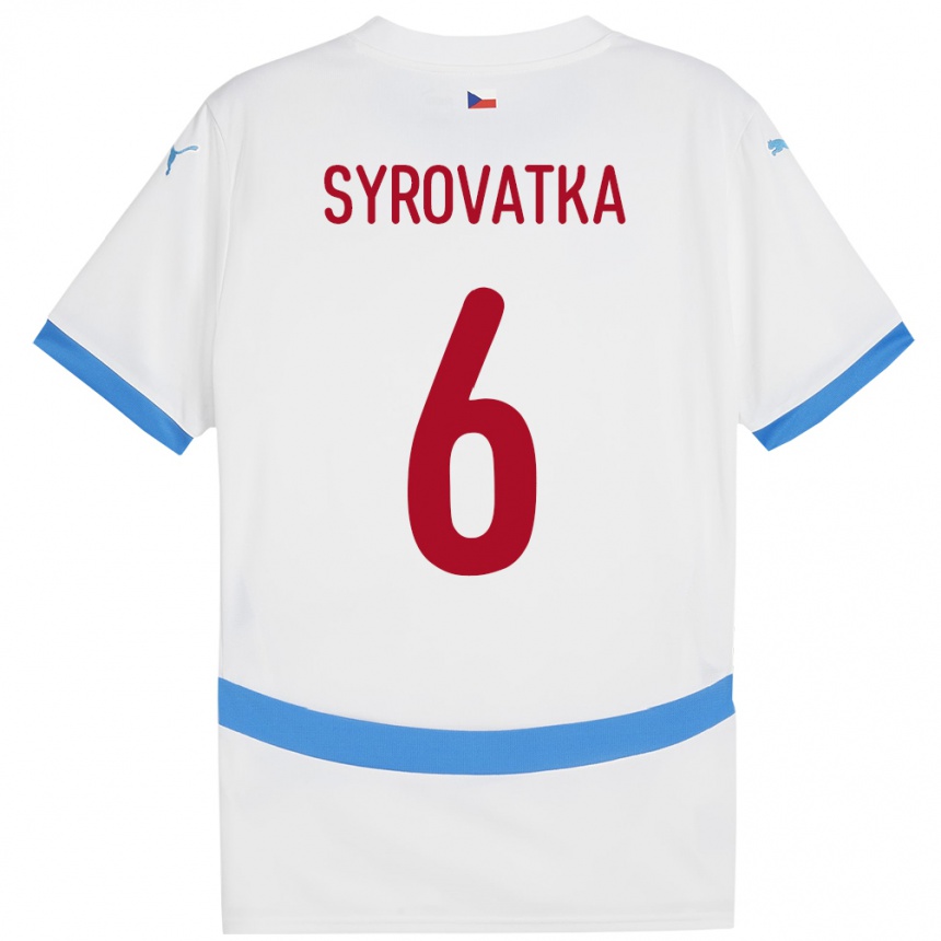 Kids Football Czech Republic Matyas Syrovatka #6 White Away Jersey 24-26 T-Shirt