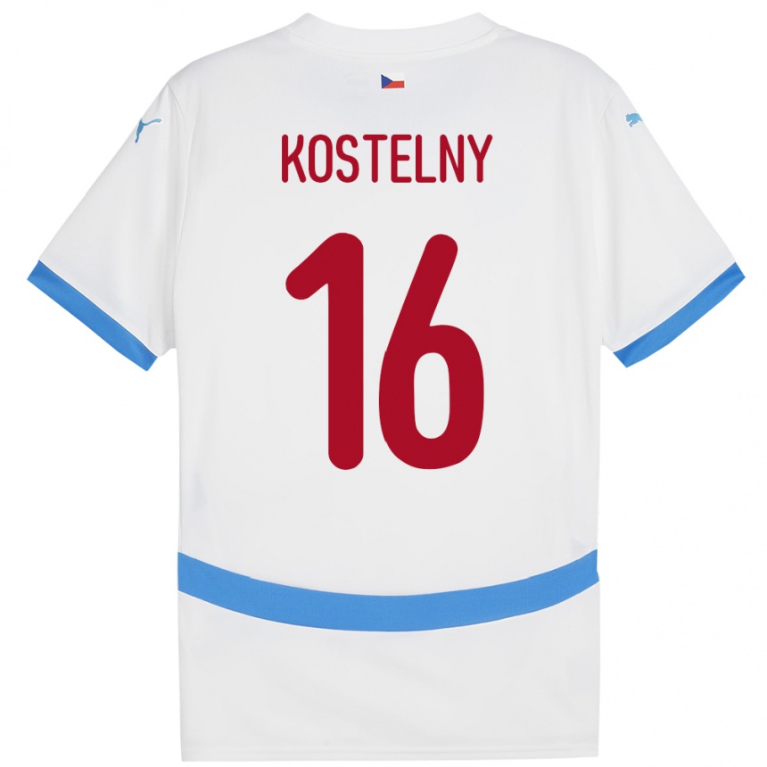 Kids Football Czech Republic Krystof Kostelny #16 White Away Jersey 24-26 T-Shirt