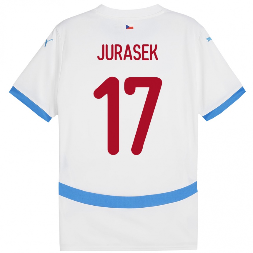 Kids Football Czech Republic Patrik Jurasek #17 White Away Jersey 24-26 T-Shirt