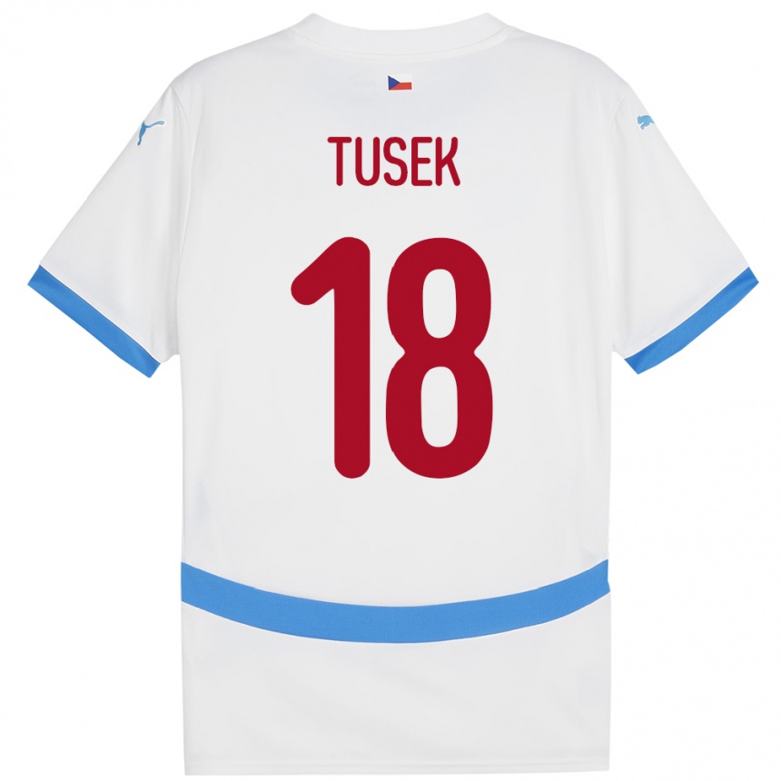 Kids Football Czech Republic Adam Tusek #18 White Away Jersey 24-26 T-Shirt