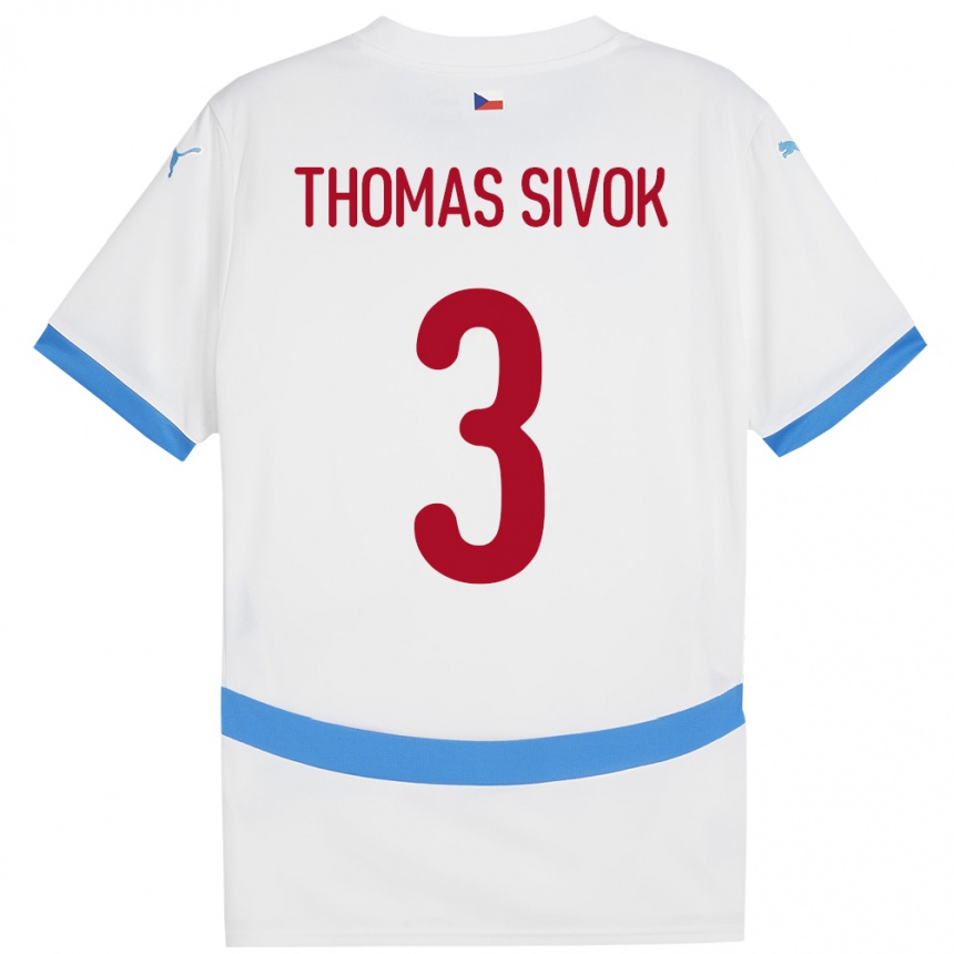 Kids Football Czech Republic Andre Thomas Sivok #3 White Away Jersey 24-26 T-Shirt