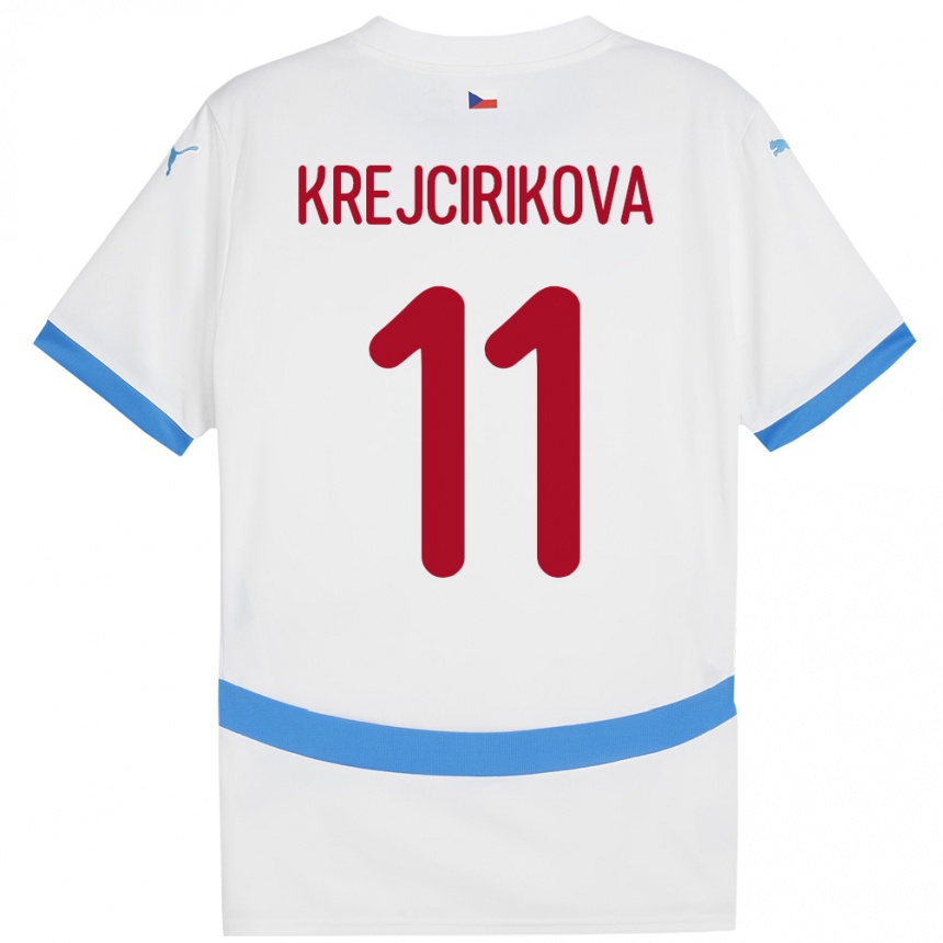 Kids Football Czech Republic Tereza Krejčiříková #11 White Away Jersey 24-26 T-Shirt