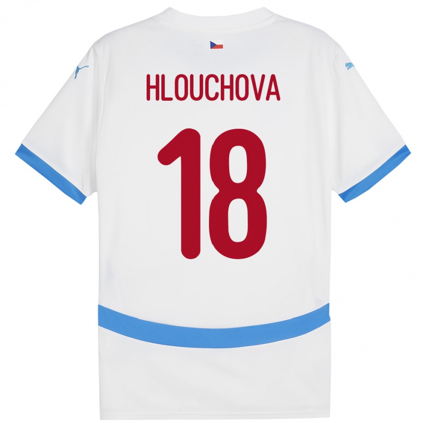 Kids Football Czech Republic Radka Hlouchová #18 White Away Jersey 24-26 T-Shirt