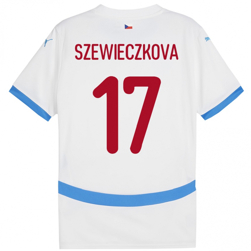 Kids Football Czech Republic Tereza Szewieczková #17 White Away Jersey 24-26 T-Shirt