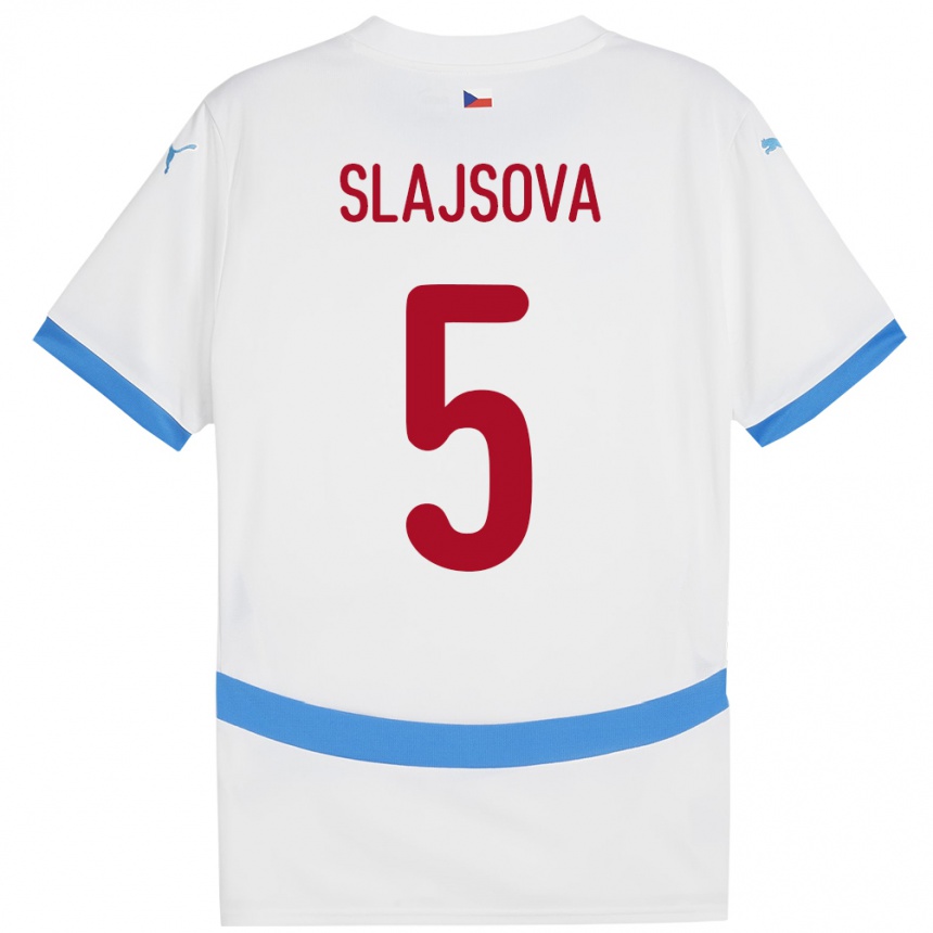 Kids Football Czech Republic Gabriela Šlajsová #5 White Away Jersey 24-26 T-Shirt