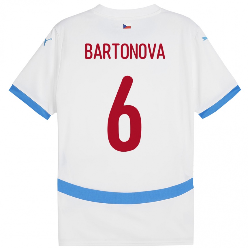 Kids Football Czech Republic Eva Bartoňová #6 White Away Jersey 24-26 T-Shirt