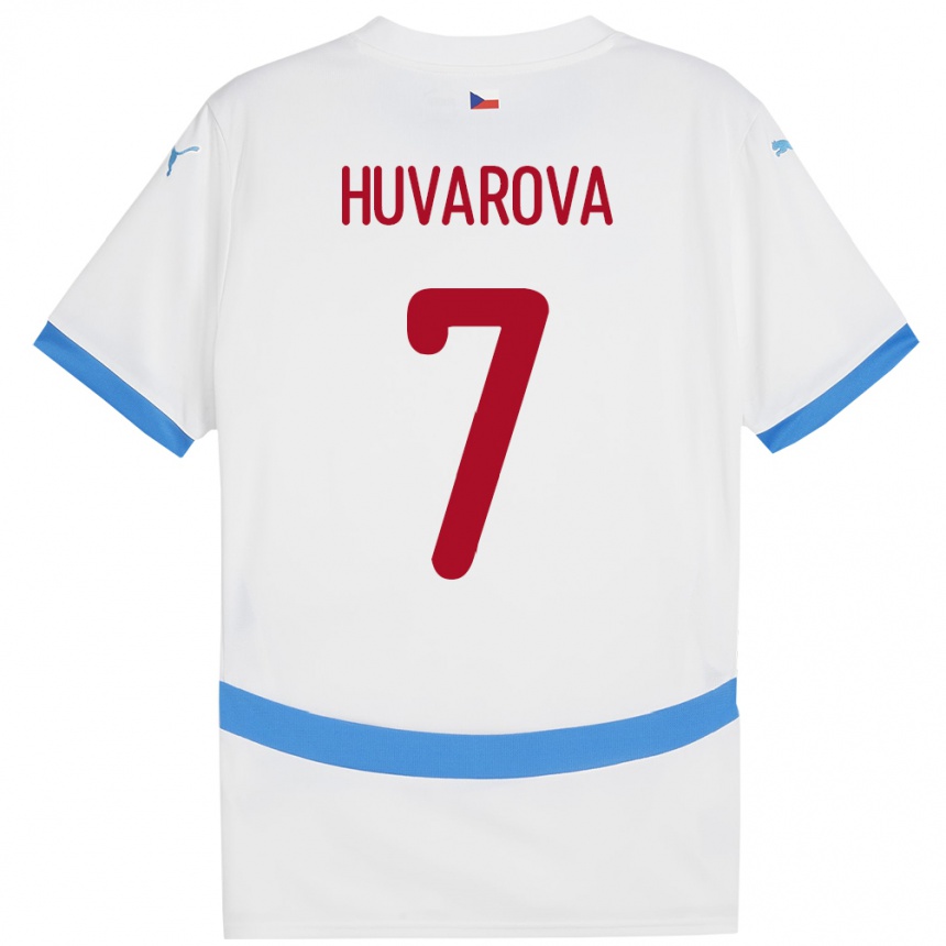 Kids Football Czech Republic Dominika Huvarová #7 White Away Jersey 24-26 T-Shirt