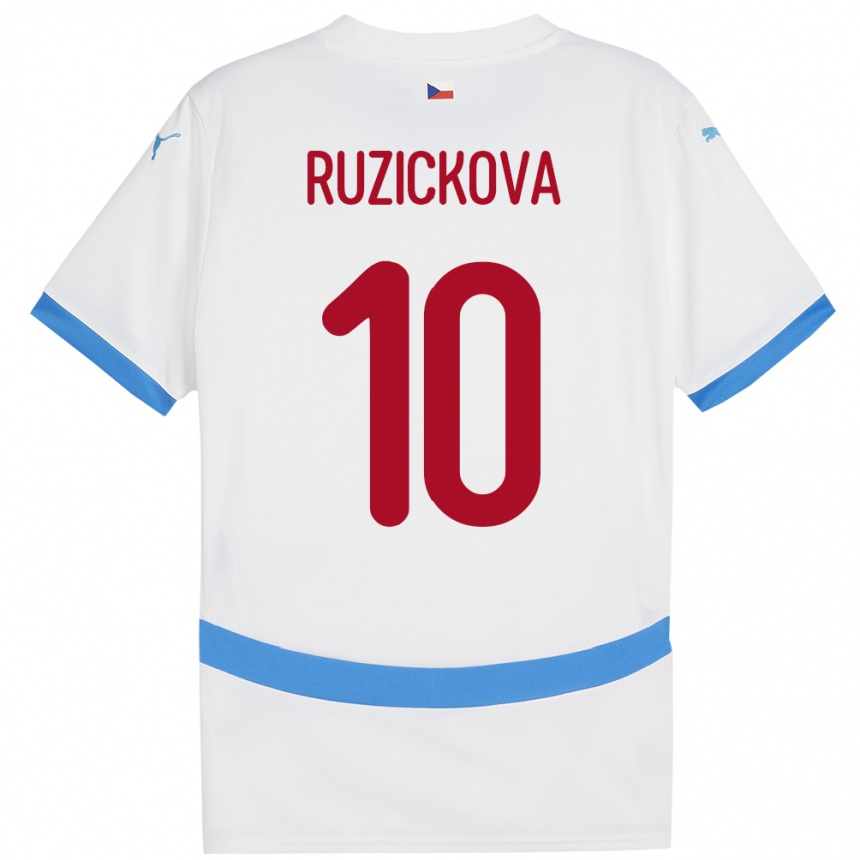 Kids Football Czech Republic Kristýna Růžičková #10 White Away Jersey 24-26 T-Shirt