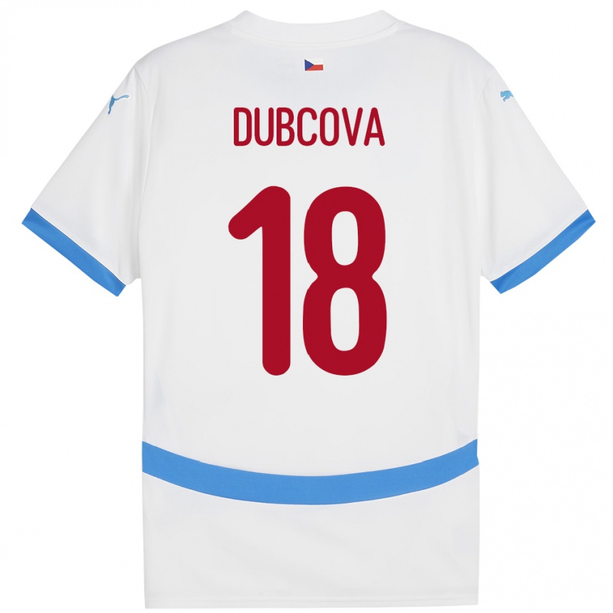 Kids Football Czech Republic Kamila Dubcová #18 White Away Jersey 24-26 T-Shirt