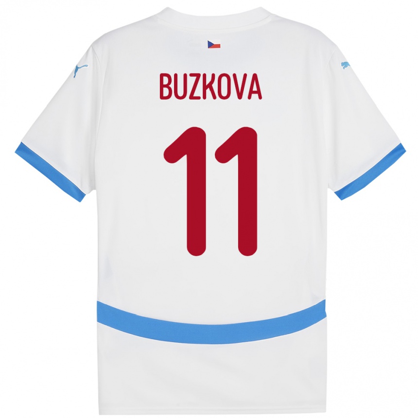 Kids Football Czech Republic Kateřina Bužková #11 White Away Jersey 24-26 T-Shirt