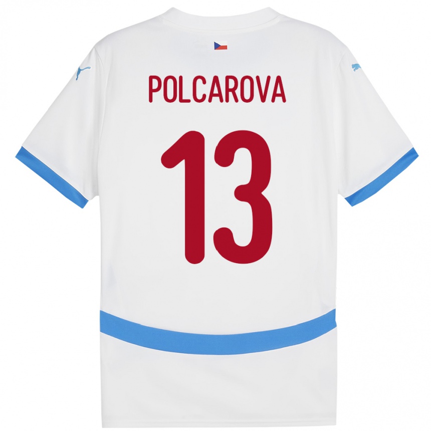 Kids Football Czech Republic Barbora Polcarová #13 White Away Jersey 24-26 T-Shirt