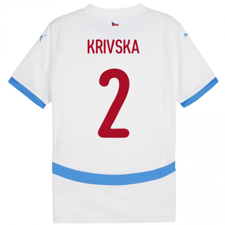 Kids Football Czech Republic Karolína Křivská #2 White Away Jersey 24-26 T-Shirt