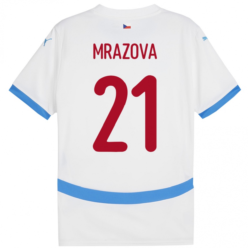 Kids Football Czech Republic Miroslava Mrázová #21 White Away Jersey 24-26 T-Shirt