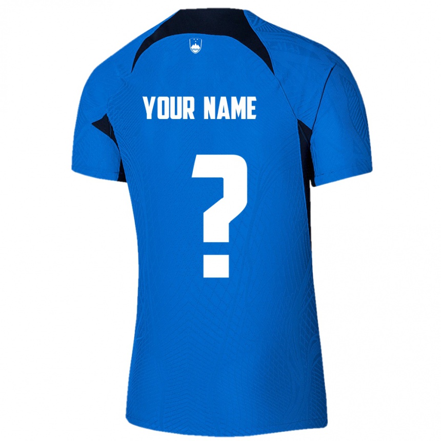 Kids Football Slovenia Your Name #0 Blue Away Jersey 24-26 T-Shirt