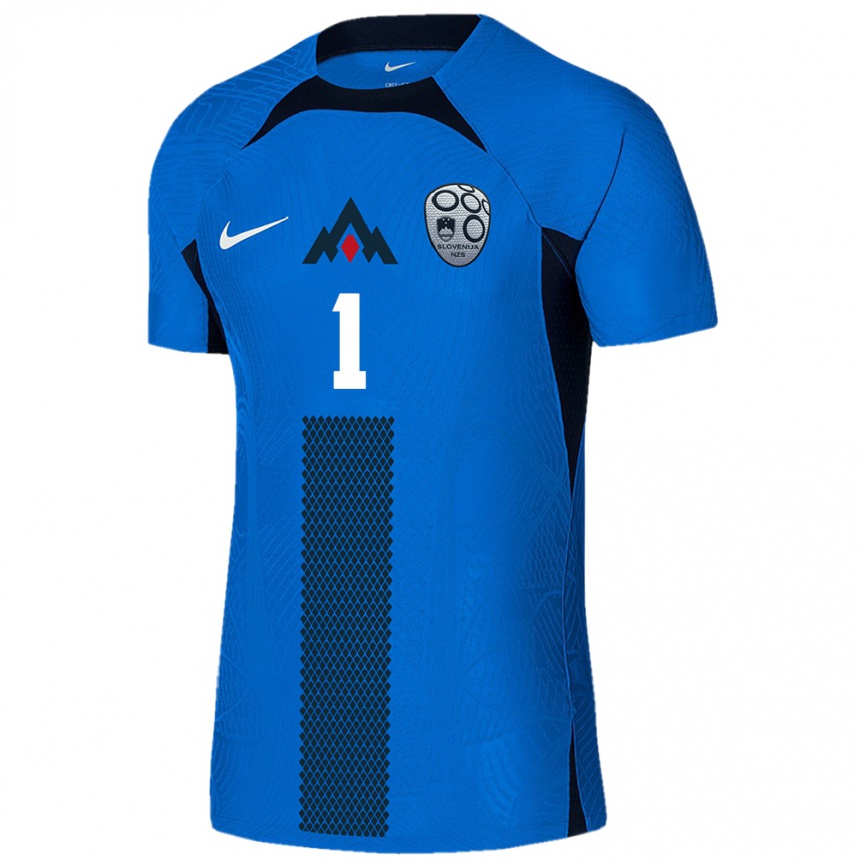 Kids Football Slovenia Tai Znuderl #1 Blue Away Jersey 24-26 T-Shirt