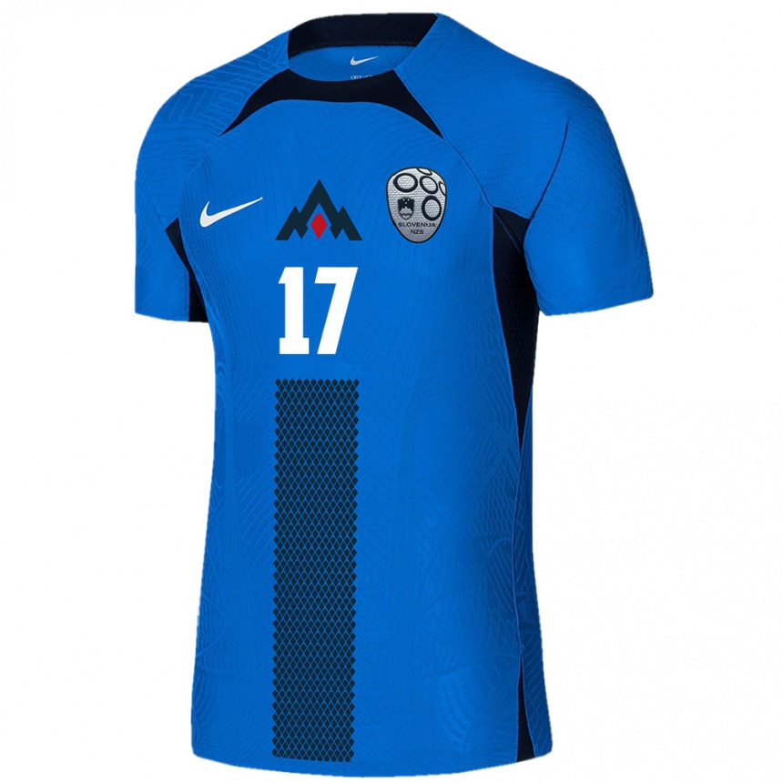 Kids Football Slovenia Kevin Benkic #17 Blue Away Jersey 24-26 T-Shirt