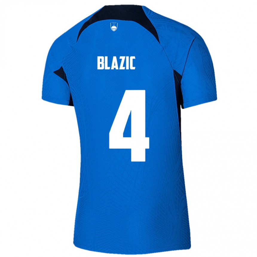 Kids Football Slovenia Miha Blazic #4 Blue Away Jersey 24-26 T-Shirt