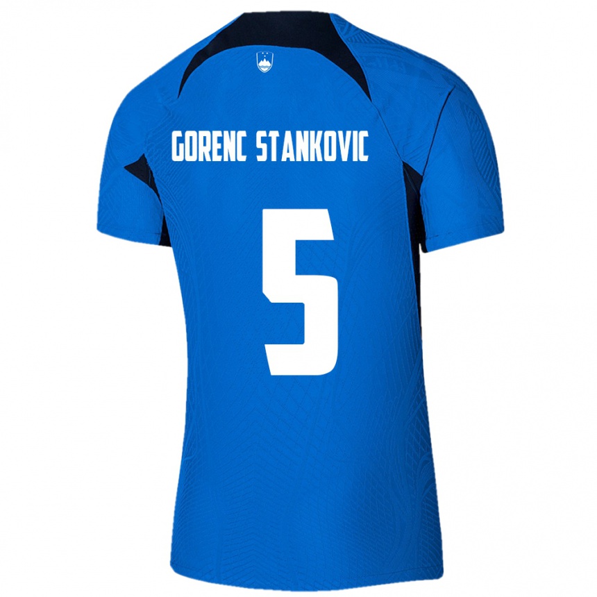 Kids Football Slovenia Jon Gorenc Stankovic #5 Blue Away Jersey 24-26 T-Shirt