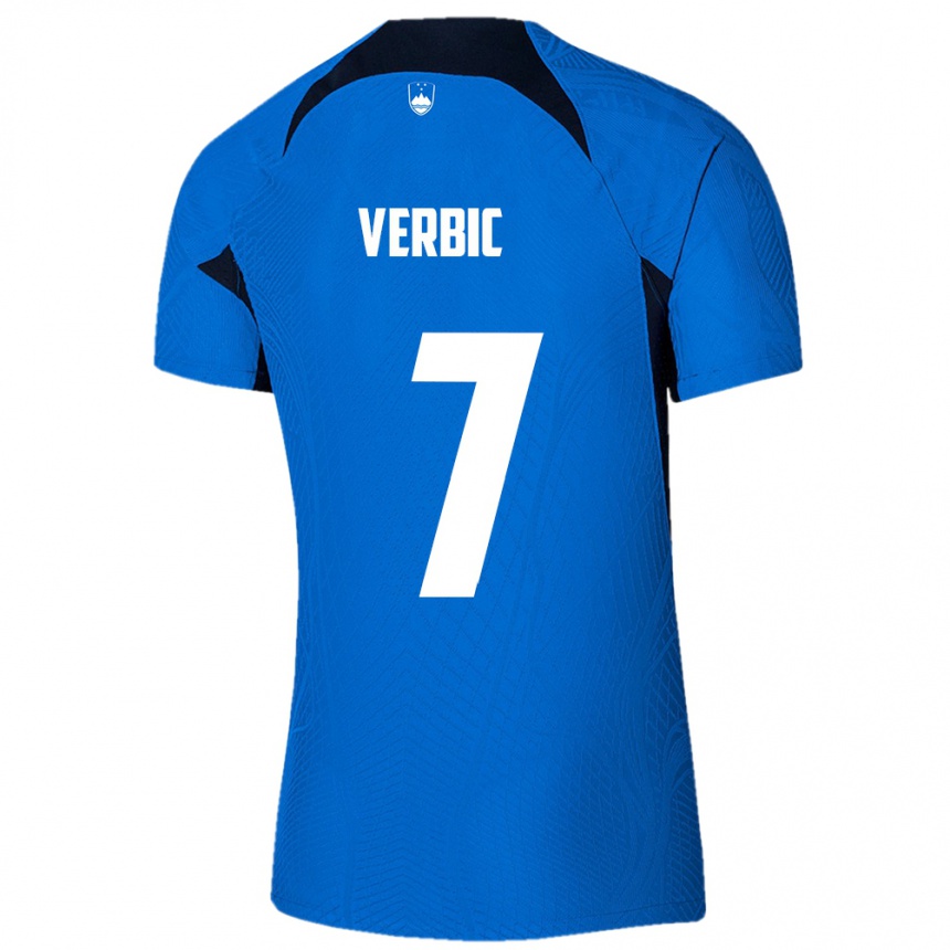 Kids Football Slovenia Benjamin Verbic #7 Blue Away Jersey 24-26 T-Shirt