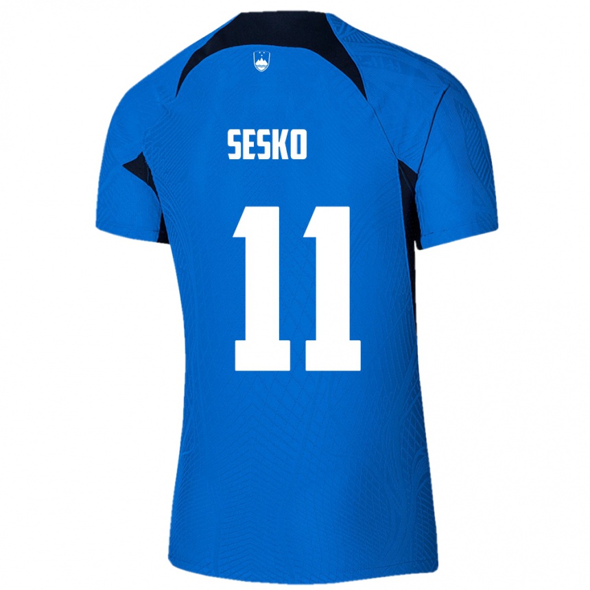 Kids Football Slovenia Benjamin Sesko #11 Blue Away Jersey 24-26 T-Shirt