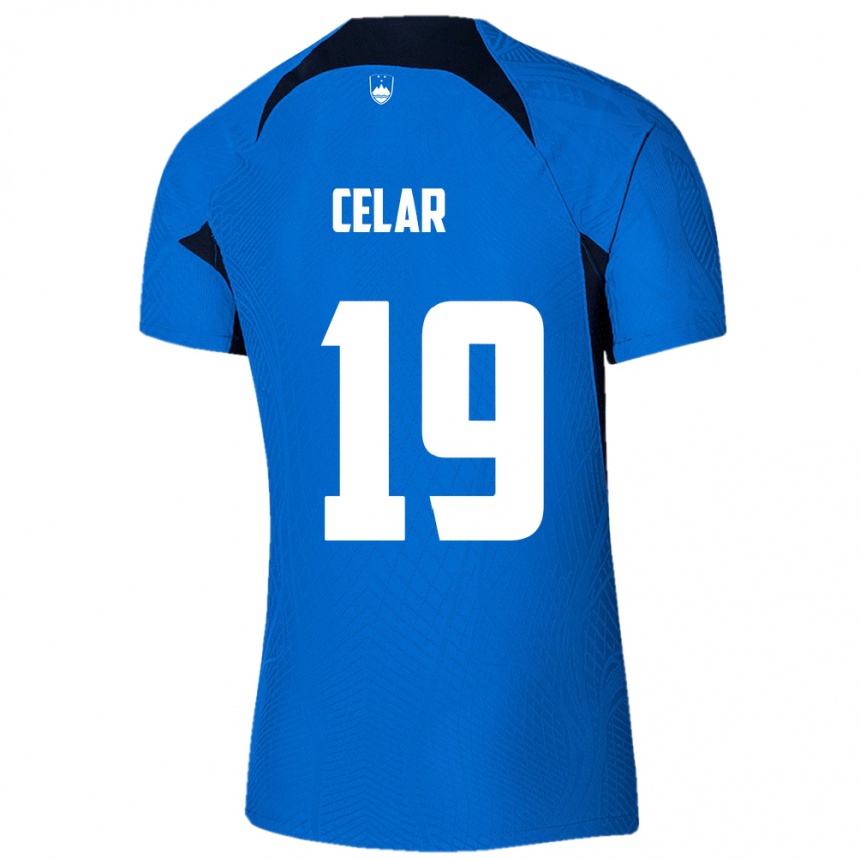 Kids Football Slovenia Zan Celar #19 Blue Away Jersey 24-26 T-Shirt