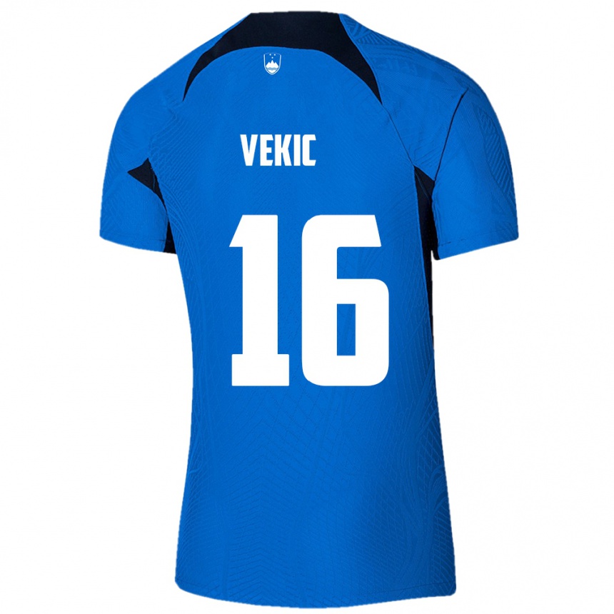 Kids Football Slovenia Igor Vekic #16 Blue Away Jersey 24-26 T-Shirt