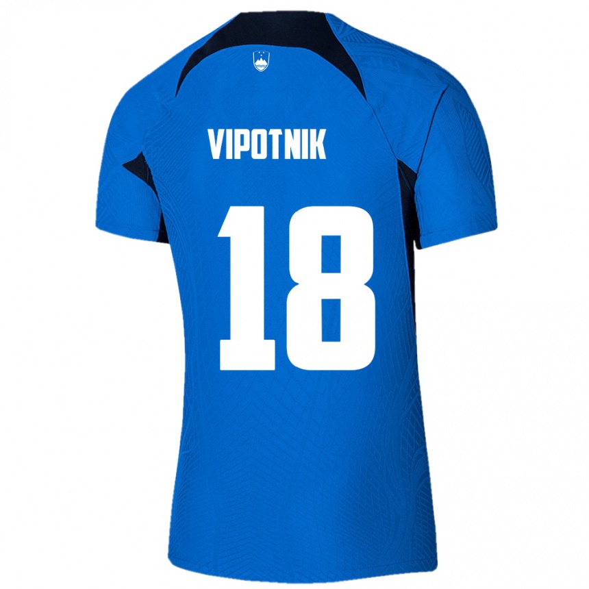 Kids Football Slovenia Zan Vipotnik #18 Blue Away Jersey 24-26 T-Shirt