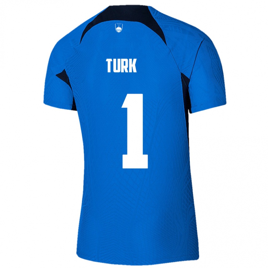 Kids Football Slovenia Martin Turk #1 Blue Away Jersey 24-26 T-Shirt