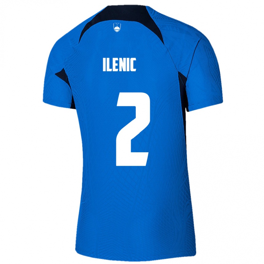 Kids Football Slovenia Mitja Ilenic #2 Blue Away Jersey 24-26 T-Shirt