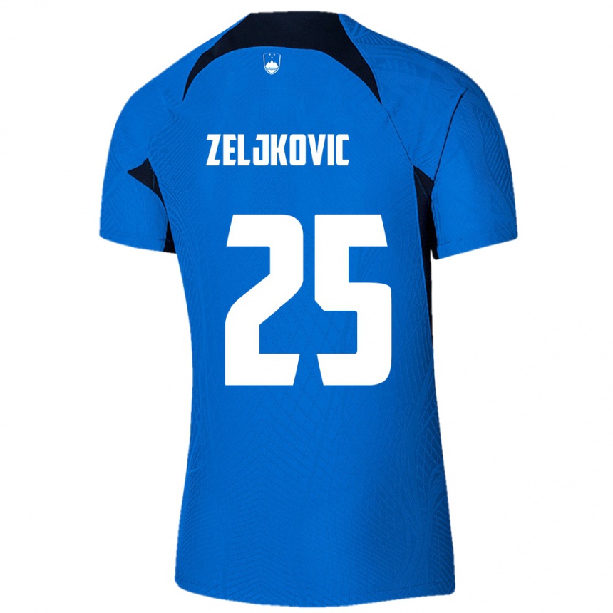 Kids Football Slovenia Adrian Zeljkovic #25 Blue Away Jersey 24-26 T-Shirt