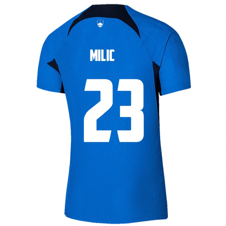 Kids Football Slovenia Nino Milic #23 Blue Away Jersey 24-26 T-Shirt