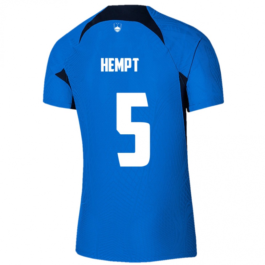 Kids Football Slovenia Lukas Hempt #5 Blue Away Jersey 24-26 T-Shirt