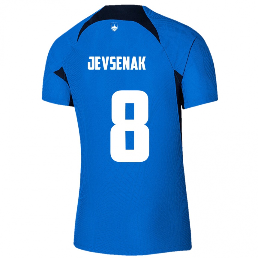 Kids Football Slovenia Florjan Jevsenak #8 Blue Away Jersey 24-26 T-Shirt