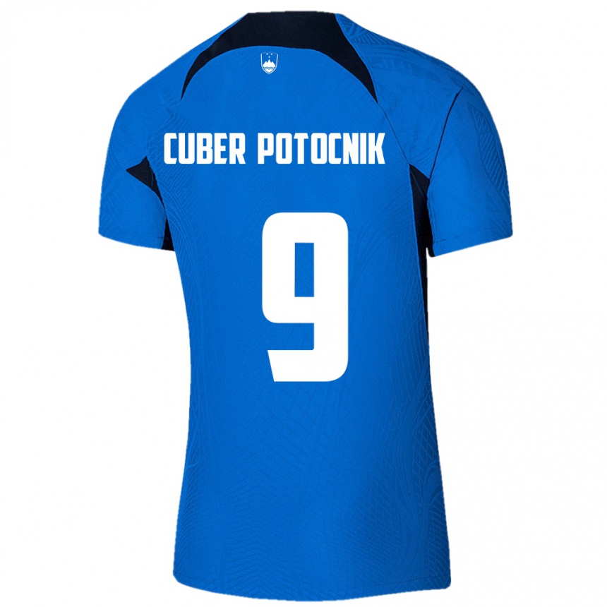 Kids Football Slovenia Jaka Cuber Potocnik #9 Blue Away Jersey 24-26 T-Shirt