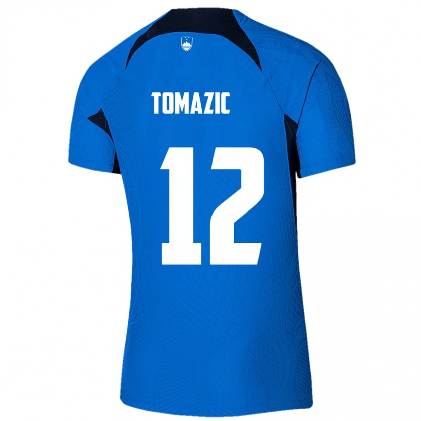 Kids Football Slovenia Lukas Tomazic #12 Blue Away Jersey 24-26 T-Shirt