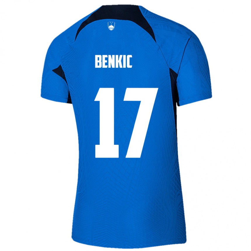 Kids Football Slovenia Kevin Benkic #17 Blue Away Jersey 24-26 T-Shirt