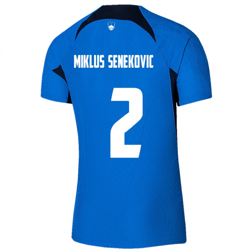 Kids Football Slovenia Gal Miklus Senekovic #2 Blue Away Jersey 24-26 T-Shirt