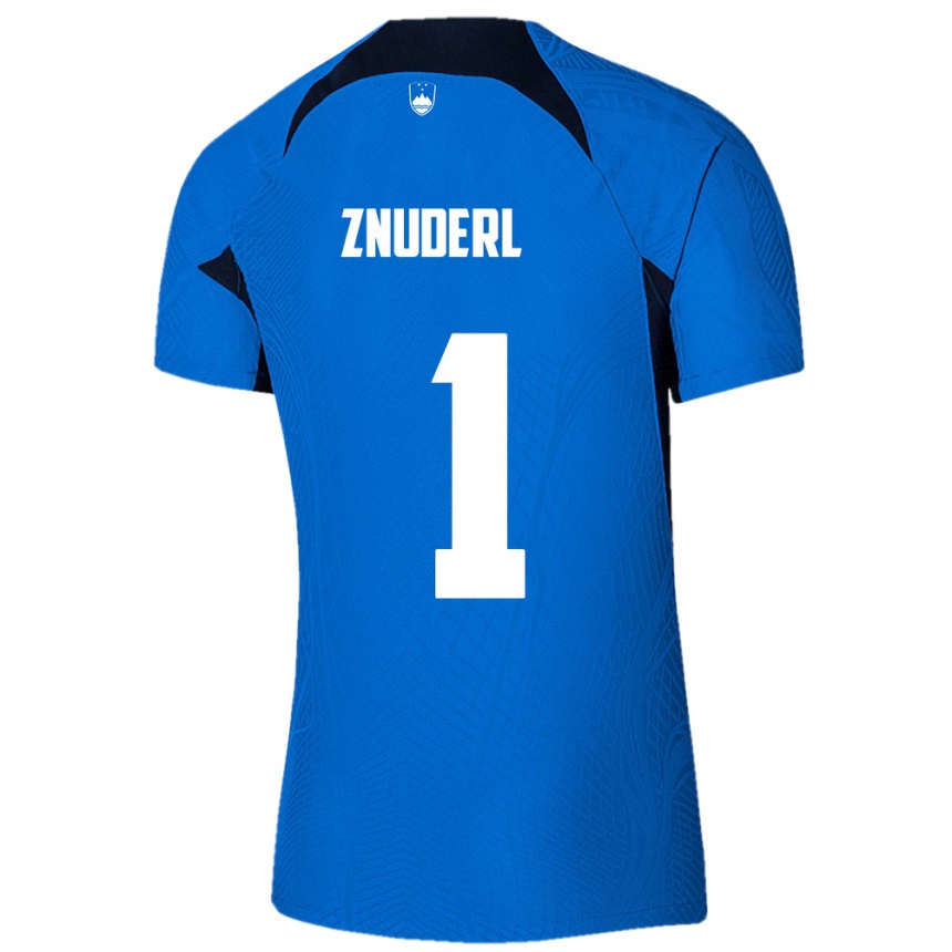 Kids Football Slovenia Tai Znuderl #1 Blue Away Jersey 24-26 T-Shirt