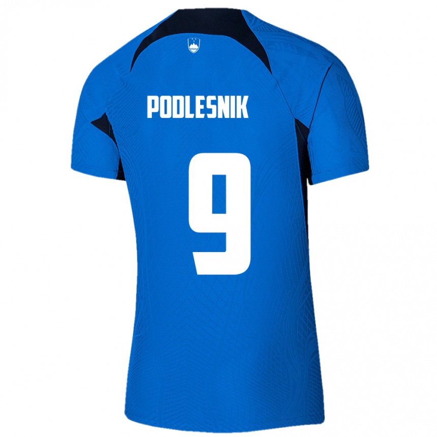 Kids Football Slovenia Nik Podlesnik #9 Blue Away Jersey 24-26 T-Shirt