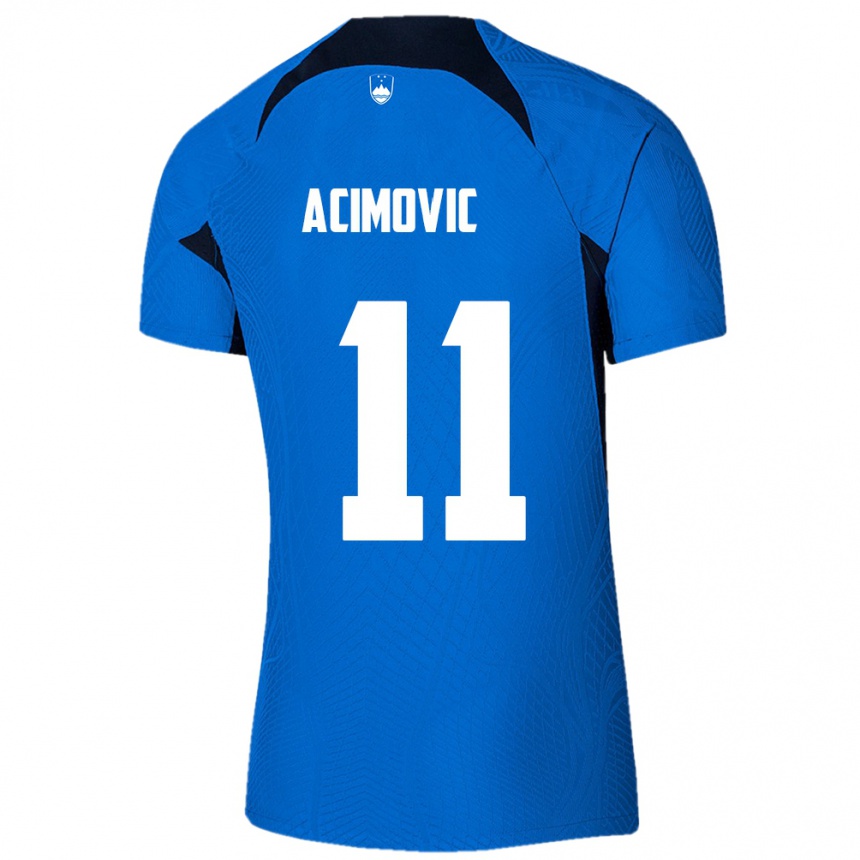 Kids Football Slovenia Mateo Acimovic #11 Blue Away Jersey 24-26 T-Shirt